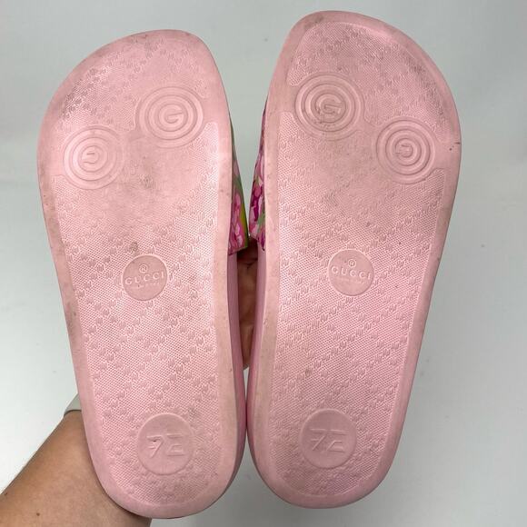 Gucci x Ken Scott GG Pursuit Floral Print Slide Slip On Flat Sandals Pink EU 37 - Picture 9 of 15